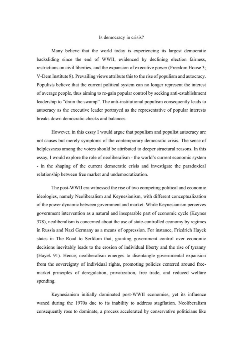 First page of Is Democracy in Crisis